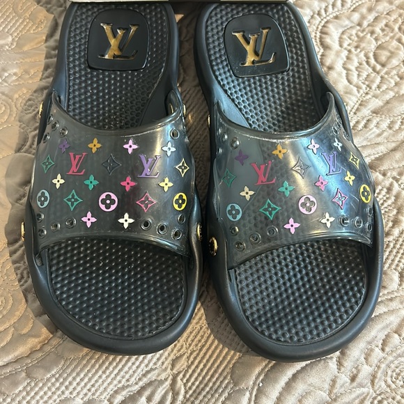 Louis Vuitton Multi Colored Takashi Marakami Rubber Slides in Box -sz. 39 - Picture 3 of 10